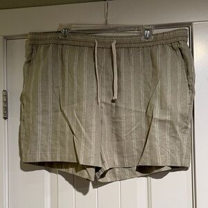 Striped Beige Linen Shorts